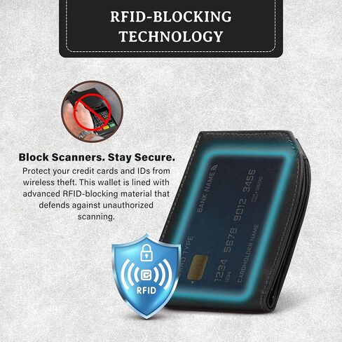 محفظة جيب أمامية مصممة خصيصًا بتقنية RFID - محفظة جيب أمامي من الجلد متينة وأنيقة للرجال مع 6-8 بطاقات ائتمان، ونافذة لبطاقة الهوية، وجيب مخبأ والمزيد - محافظ كلاسيكية للرجال (بني) in Saudi Arabia
