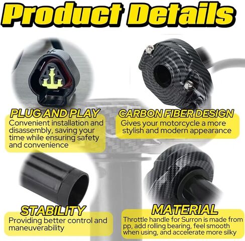 Electric Dirt Bike Motorcycle Throttle Kit for Surron, Imitation Carbon Fiber Twist Handle Throttle Cable,for Sur-Ron/Light Bee/Sur Ron S/Surron X / X160 / X260 in Saudi Arabia