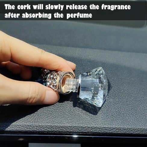 Car Air Freshener Diffuser Hanging Ornament, Diamond-Shaped Empty Crystal Bottle Car Mirror Hanging Accessories, Elegant Bottle Pendant with Wooden Caps Rear View Mirror Accessories in Saudi Arabia