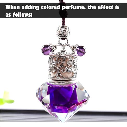 Car Air Freshener Diffuser Hanging Ornament, Diamond-Shaped Empty Crystal Bottle Car Mirror Hanging Accessories, Elegant Bottle Pendant with Wooden Caps Rear View Mirror Accessories in Saudi Arabia