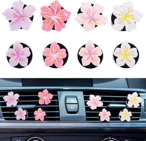 8 Pcs Flower Air Freshener Car Clips - Long Lasting Fragrance & Cute Flower Decor - Easy Car Vent Clips for Women in Saudi Arabia