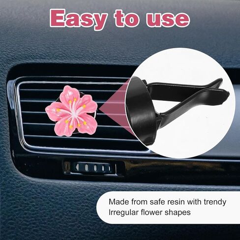 8 Pcs Flower Air Freshener Car Clips - Long Lasting Fragrance & Cute Flower Decor - Easy Car Vent Clips for Women in Saudi Arabia