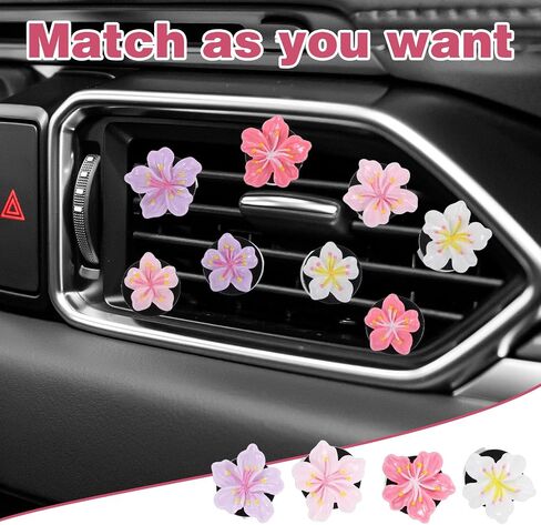 8 Pcs Flower Air Freshener Car Clips - Long Lasting Fragrance & Cute Flower Decor - Easy Car Vent Clips for Women in Saudi Arabia