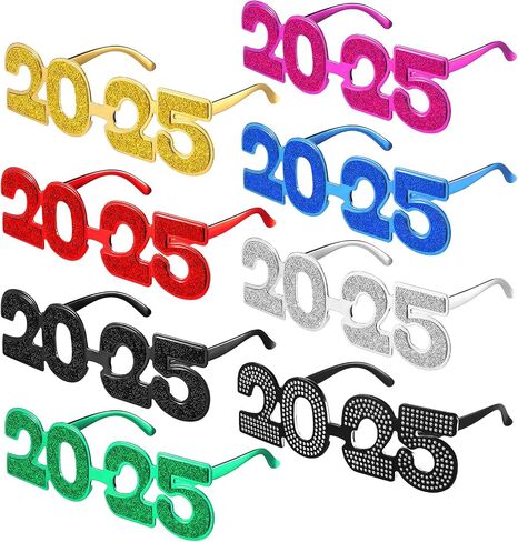 Frienda 16 Pcs 2026 New Years Eve Glasses Glitter Eyeglasses Party Favors Supplies Happy New Year Novelty Sunglasses for Photo Prop in Saudi Arabia
