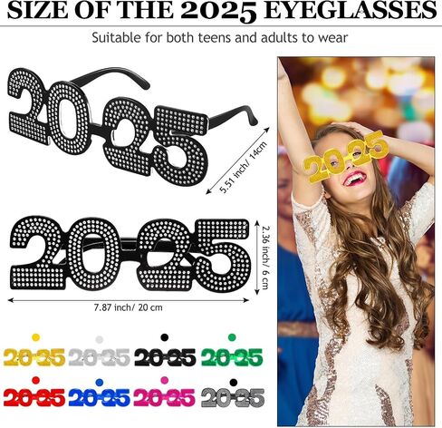 Frienda 16 Pcs 2026 New Years Eve Glasses Glitter Eyeglasses Party Favors Supplies Happy New Year Novelty Sunglasses for Photo Prop in Saudi Arabia