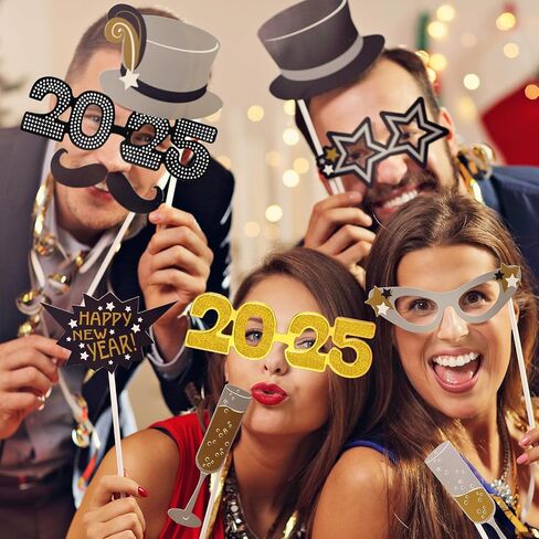 Frienda 16 Pcs 2026 New Years Eve Glasses Glitter Eyeglasses Party Favors Supplies Happy New Year Novelty Sunglasses for Photo Prop in Saudi Arabia