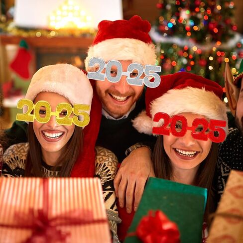 Frienda 16 Pcs 2026 New Years Eve Glasses Glitter Eyeglasses Party Favors Supplies Happy New Year Novelty Sunglasses for Photo Prop in Saudi Arabia