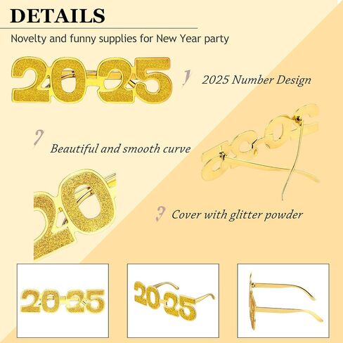 Frienda 16 Pcs 2026 New Years Eve Glasses Glitter Eyeglasses Party Favors Supplies Happy New Year Novelty Sunglasses for Photo Prop in Saudi Arabia