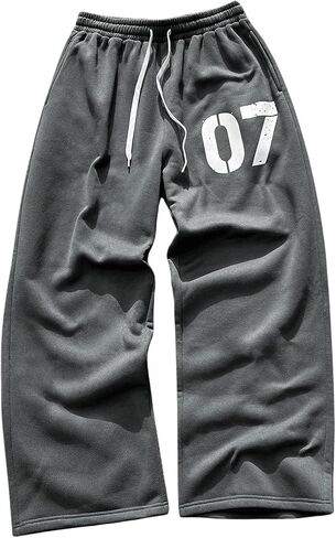 GORGLITTER Men's Baggy Sweatpants Wide Leg Drawstring Y2k Barrel Track Pants with Pockets in Saudi Arabia