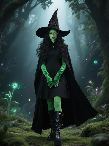 5PCS Witch Costume Accessories Set Including Witch Hat Gloves Glasses Cloak for Women Halloween Cosplay Dress Up in Saudi Arabia