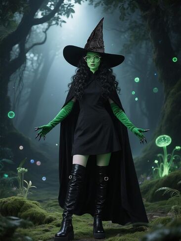 5PCS Witch Costume Accessories Set Including Witch Hat Gloves Glasses Cloak for Women Halloween Cosplay Dress Up in Saudi Arabia