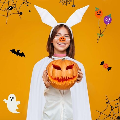 Halloween Ghost Dog Costume for Women with White Cape, Ear Headband, Pink Collar & Pumpkin Nose, Ideal for Halloween Parties, Cosplay, Role Play in Saudi Arabia