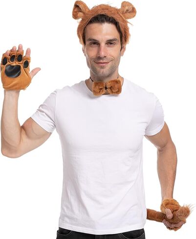 مجموعة إكسسوارات أسد الهالوين من Spooktacular Creations مع عصابة رأس وأذنين وذيل، مجموعة زي حيوان القرد الدلماسي الأسد in Saudi Arabia