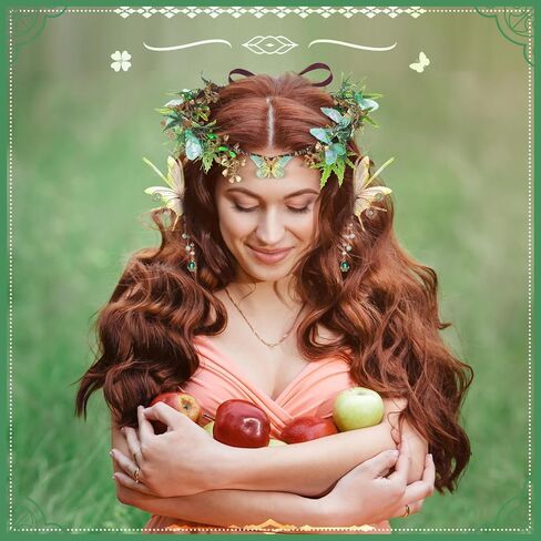 Tondiamo 2 Pcs Fairy Butterfly Elf Set Elf Flower Crown Headpiece Fairy Ears Cuffs Renaissance Accessories Costume Halloween Elves Cosplay for Women Cosplay Dress up Woodland Party Green in Saudi Arabia