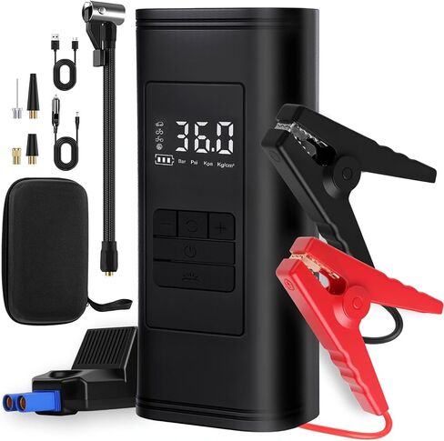 Tire Inflator Portable Air Compressor,150PSI Cordless Car Tire Air Pump,DC 12V Electric Bike Tire Pump with Pressure Gauge, LED Light,Battery for Bicycles,Motorcycles,Balls,Car Accessories in Saudi Arabia