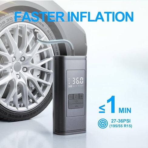 Tire Inflator Portable Air Compressor,150PSI Cordless Car Tire Air Pump,DC 12V Electric Bike Tire Pump with Pressure Gauge, LED Light,Battery for Bicycles,Motorcycles,Balls,Car Accessories in Saudi Arabia
