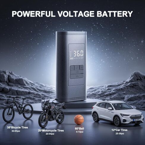 Tire Inflator Portable Air Compressor,150PSI Cordless Car Tire Air Pump,DC 12V Electric Bike Tire Pump with Pressure Gauge, LED Light,Battery for Bicycles,Motorcycles,Balls,Car Accessories in Saudi Arabia