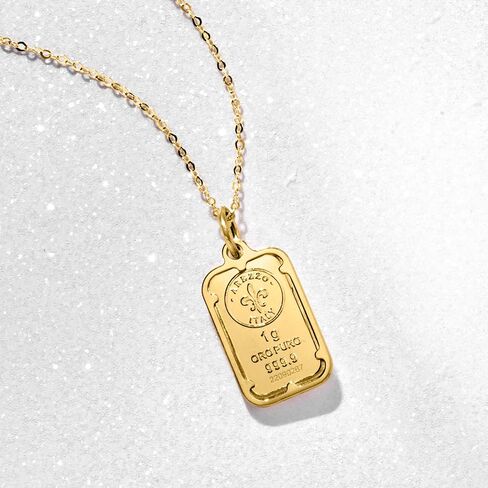 Ross-Simons Italian 24kt Yellow Gold Fleur-De-Lis 1-Gram Ingot Pendant Necklace With 14kt Yellow Gold Frame in Saudi Arabia
