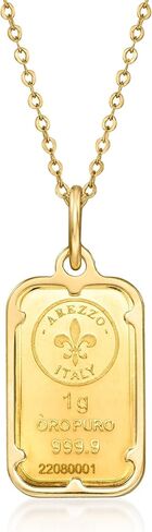 Ross-Simons Italian 24kt Yellow Gold Fleur-De-Lis 1-Gram Ingot Pendant Necklace With 14kt Yellow Gold Frame in Saudi Arabia