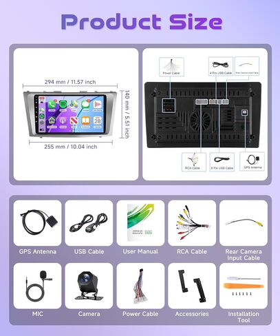 8Core 8G 128G Radio for Toyota Camry 2006-2011, Rimoody Android 13 Car Stereo 9 Inch with Wireless Carplay Android Auto GPS 4G-WiFi Bluetooth 5.0 FM/AM/RDS DSP-36 Mirror Link Backup Camera in Saudi Arabia