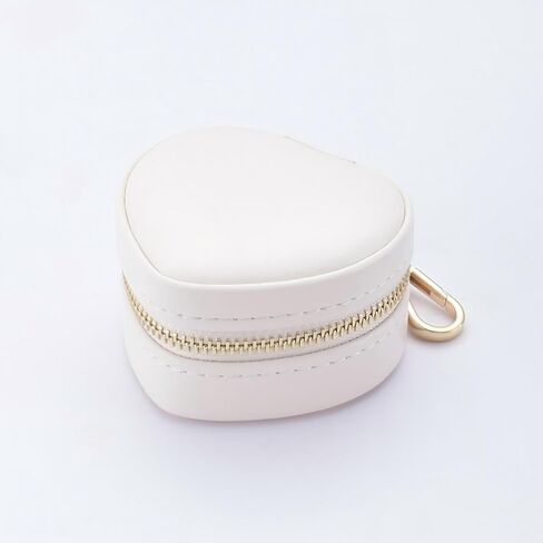 Ring Holder Keychain Organizer - Mini Travel Jewelry Case With Key Chain, Portable Clutch for Earrings/Necklace, Wedding Party & Vacation Daily Storage Bag Gift for Women Girl (White) in Saudi Arabia