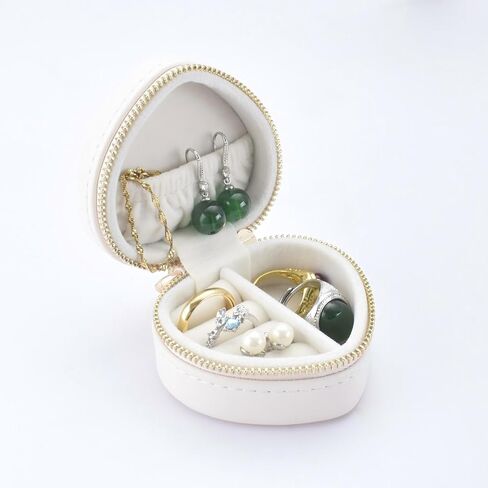 Ring Holder Keychain Organizer - Mini Travel Jewelry Case With Key Chain, Portable Clutch for Earrings/Necklace, Wedding Party & Vacation Daily Storage Bag Gift for Women Girl (White) in Saudi Arabia
