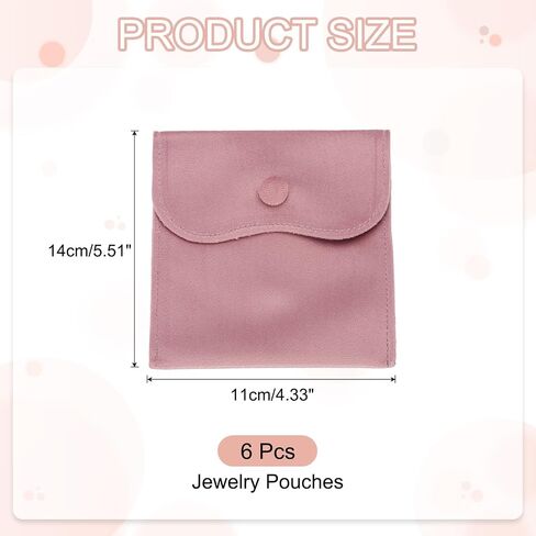 PATIKIL 6x4 Inch Velvet Jewelry Pouches, 6 Pcs Jewelry Packaging Gift Bags with Snap Button for Bracelet Necklace Rings Watch, Pink in Kuwait
