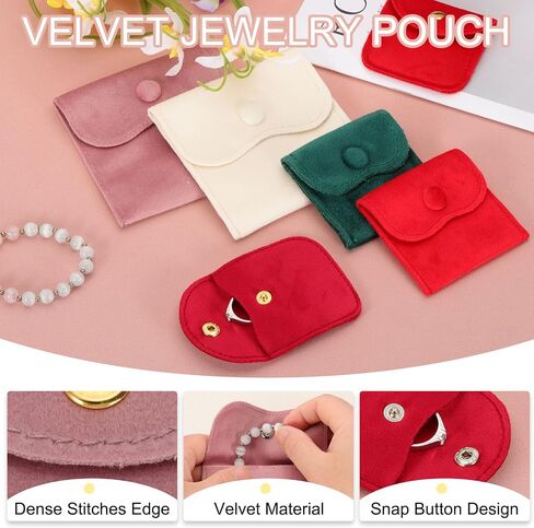 PATIKIL 6x4 Inch Velvet Jewelry Pouches, 6 Pcs Jewelry Packaging Gift Bags with Snap Button for Bracelet Necklace Rings Watch, Pink in Kuwait