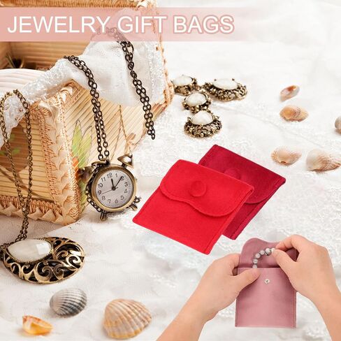 PATIKIL 6x4 Inch Velvet Jewelry Pouches, 6 Pcs Jewelry Packaging Gift Bags with Snap Button for Bracelet Necklace Rings Watch, Pink in Kuwait