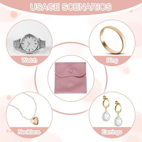 PATIKIL 6x4 Inch Velvet Jewelry Pouches, 6 Pcs Jewelry Packaging Gift Bags with Snap Button for Bracelet Necklace Rings Watch, Pink in Kuwait