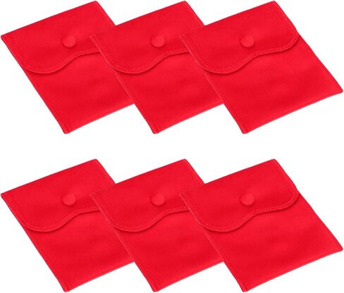 PATIKIL 6x4 Inch Velvet Jewelry Pouches, 6 Pcs Jewelry Packaging Gift Bags with Snap Button for Bracelet Necklace Rings Watch, Pink in Kuwait