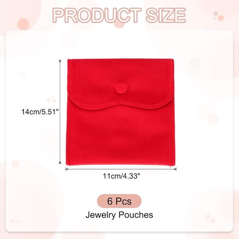 PATIKIL 6x4 Inch Velvet Jewelry Pouches, 6 Pcs Jewelry Packaging Gift Bags with Snap Button for Bracelet Necklace Rings Watch, Pink in Kuwait