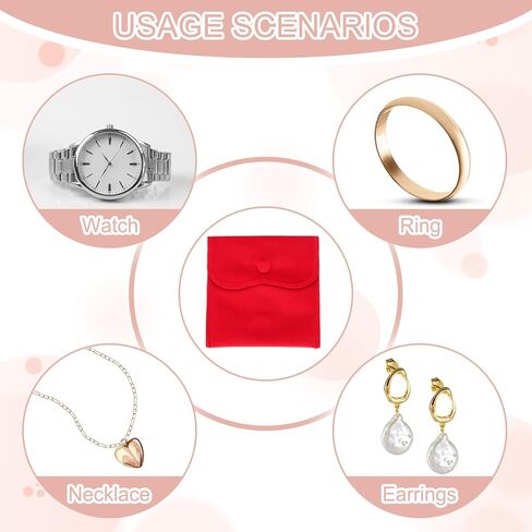 PATIKIL 6x4 Inch Velvet Jewelry Pouches, 6 Pcs Jewelry Packaging Gift Bags with Snap Button for Bracelet Necklace Rings Watch, Pink in Kuwait