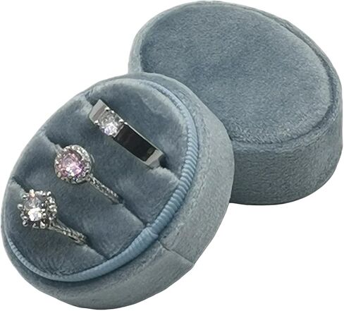 صندوق خاتم الزفاف المخملي - صناديق خاتم الخطوبة المثمنة ذات 3 فتحات مع غطاء مفصلي لاقتراح خطوبة الزفاف، صندوق خاتم الاقتراح-PRB009-بيج-3 فتحات in Kuwait