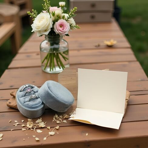 صندوق خاتم الزفاف المخملي - صناديق خاتم الخطوبة المثمنة ذات 3 فتحات مع غطاء مفصلي لاقتراح خطوبة الزفاف، صندوق خاتم الاقتراح-PRB009-بيج-3 فتحات in Kuwait