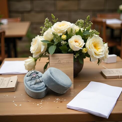 صندوق خاتم الزفاف المخملي - صناديق خاتم الخطوبة المثمنة ذات 3 فتحات مع غطاء مفصلي لاقتراح خطوبة الزفاف، صندوق خاتم الاقتراح-PRB009-بيج-3 فتحات in Kuwait