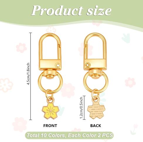 PH PandaHall 20pcs Flower Keychain 10 Colors Enamel Alloy Flower Keychains, 45mm Daisy Charms Aesthetic Key Chains for Handbag Cell Phone Decoration Wallet Pendant Accessories in Saudi Arabia