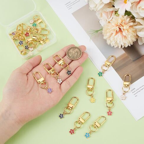 PH PandaHall 20pcs Flower Keychain 10 Colors Enamel Alloy Flower Keychains, 45mm Daisy Charms Aesthetic Key Chains for Handbag Cell Phone Decoration Wallet Pendant Accessories in Saudi Arabia