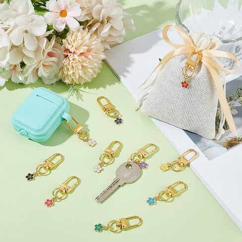 PH PandaHall 20pcs Flower Keychain 10 Colors Enamel Alloy Flower Keychains, 45mm Daisy Charms Aesthetic Key Chains for Handbag Cell Phone Decoration Wallet Pendant Accessories in Saudi Arabia