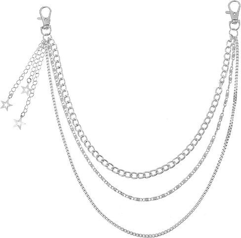 Grevosea Pants Chain for Women, Heavy Duty Hip Hop Punk Wallet Chains 3-Layer Metal Jean Pocket Chain Belt for Women Men Halloween Jewelry Clothing Goth Accessories in Saudi Arabia