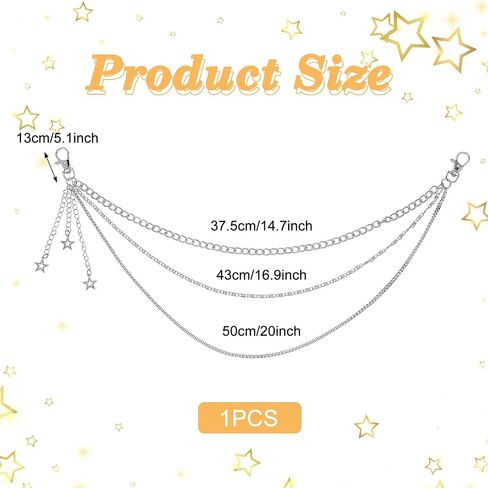 Grevosea Pants Chain for Women, Heavy Duty Hip Hop Punk Wallet Chains 3-Layer Metal Jean Pocket Chain Belt for Women Men Halloween Jewelry Clothing Goth Accessories in Saudi Arabia