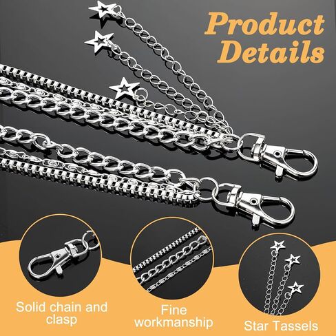 Grevosea Pants Chain for Women, Heavy Duty Hip Hop Punk Wallet Chains 3-Layer Metal Jean Pocket Chain Belt for Women Men Halloween Jewelry Clothing Goth Accessories in Saudi Arabia