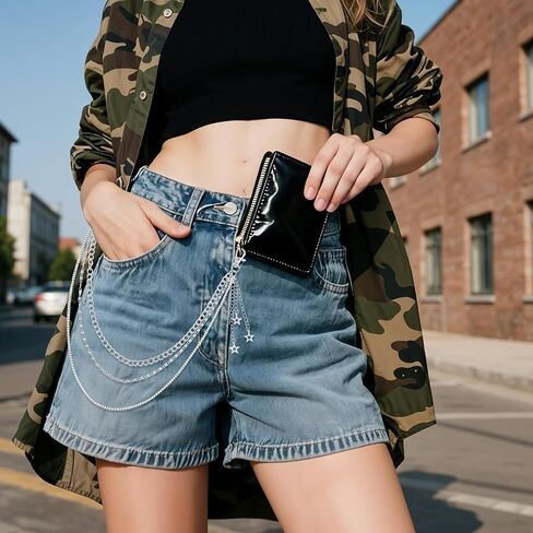 Grevosea Pants Chain for Women, Heavy Duty Hip Hop Punk Wallet Chains 3-Layer Metal Jean Pocket Chain Belt for Women Men Halloween Jewelry Clothing Goth Accessories in Saudi Arabia