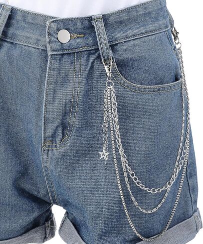 Grevosea Pants Chain for Women, Heavy Duty Hip Hop Punk Wallet Chains 3-Layer Metal Jean Pocket Chain Belt for Women Men Halloween Jewelry Clothing Goth Accessories in Saudi Arabia