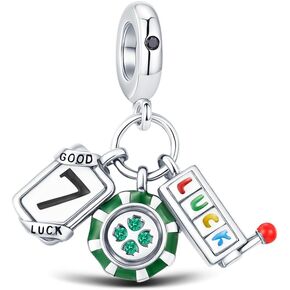 سحر حبة البوكر مناسب لأساور باندورا 925 فضية كاجوال كازينو الآس من القلوب والبستوني أوراق اللعب قلادة مضحكة رائعة متدلية سحر للنساء in Kuwait