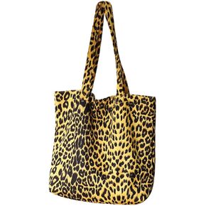 Womens Leopard Print Canvas Boho Handbag Shoulder Bag Lightweight for School Work Everyday in Kuwait