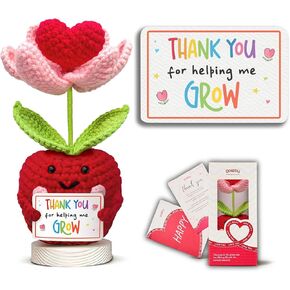 هدية تقدير المعلم من Gossby - كروشيه التفاح الإيجابي المصنوع يدويًا مع بطاقة - شكرًا لمساعدتي على النمو - شكرًا لك، عيد ميلاد، تخرج، آخر يوم دراسي هدية للمعلم من الطالب in Kuwait