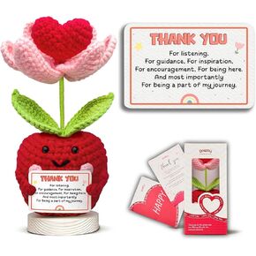 Gossby Teacher Appreciation Gift - Handmade Positive Apple Crochet with Card - Thank You for Helping Me Grow - Thank You, Birthday, Graduation, Last Day of School Gift for Teacher from Student in Kuwait