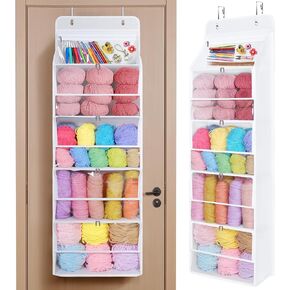 Univivi فوق منظم الأبواب ، منظم تخزين معلق مع 6 جيب سحاب كبير خلف تخزين الباب لحضانة الأطفال ، غرفة الأطفال ، غرفة نوم ، حمام (أبيض صاف) in Kuwait