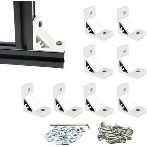 Iverntech 4pcs Black Corner Bracket 78x78mm, 4 Hole Inside Strong Support Corner Brackets Gusset for 2020 Aluminum Extrusion Profile with 16Pcs M5 Screws + 16Pcs M5 T Nuts in Kuwait